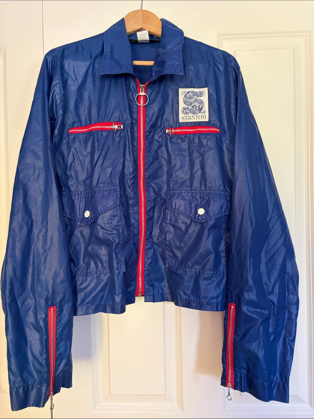Vintage RARE - Swingster Stanton Men's Blue Windbreaker Jacket with Red Trim
